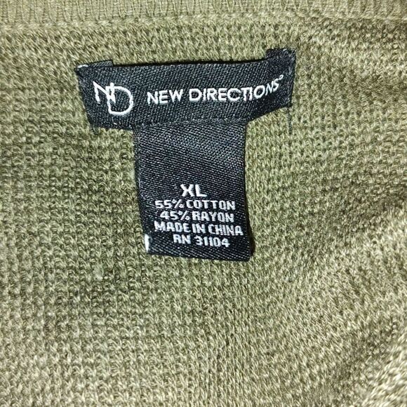 New Directions olive green floral embroidered open front cardigan  Sz XL - Picture 6 of 6